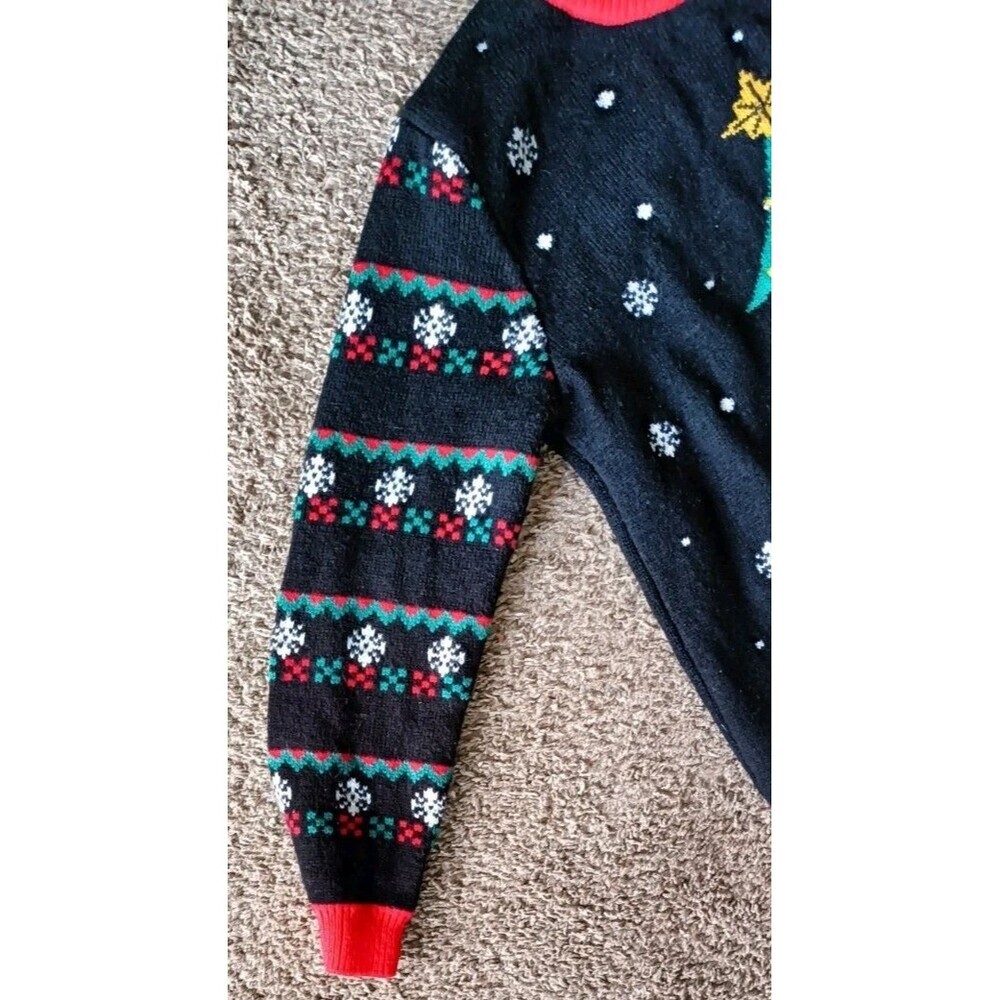 Womens Ugly Christmas Sweater Size Medium Santa Snowflakes Christmas Tree - Picture 6 of 6
